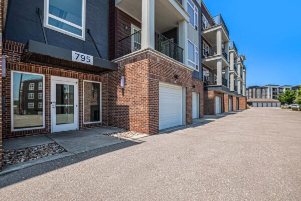 Tuck under garages at Summit Square apartments.
