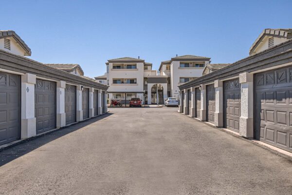 Pavilions at Arrowhead apartments with ample covered parking and garages.