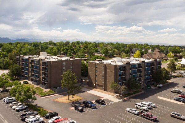 Beacon House apartments with classic brick construction and large balconies.