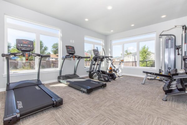 Cottages at Torin Point apartments fitness center with cardio machines and weight equipment.