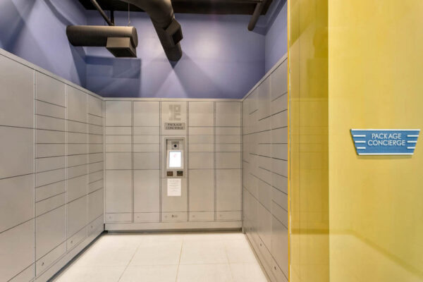 Forum Fitzsimons apartments mail room with package lockers.
