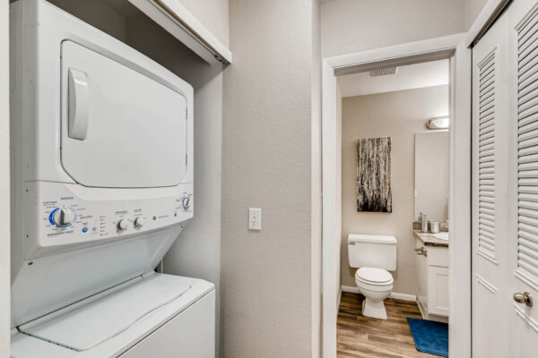Sunset Peak apartments white stacked washer and dry