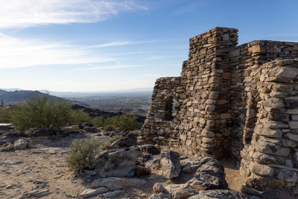 Stone ruins atop Dobbins Lookout near Phoenix, Arizona.