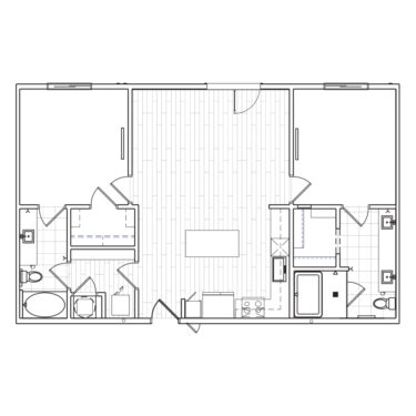 Rendering of the C4 floor plan with 2 bedroom[s] and 2 bathroom[s] at The Locale