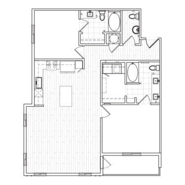 Rendering of the C5 floor plan with 2 bedroom[s] and 2.5 bathroom[s] at The Locale