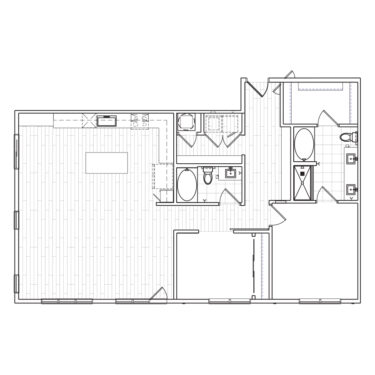 Rendering of the D2 floor plan with 2 bedroom[s] and 2 bathroom[s] at The Locale
