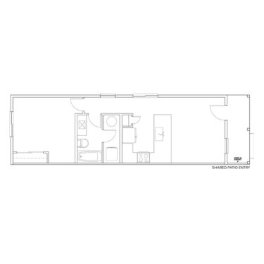 Rendering of the A2 floor plan with 1 bedroom[s] and 1 bathroom[s] at Cottages on the Boulevard