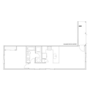 Rendering of the A1 floor plan with 1 bedroom[s] and 1 bathroom[s] at Cottages on the Boulevard