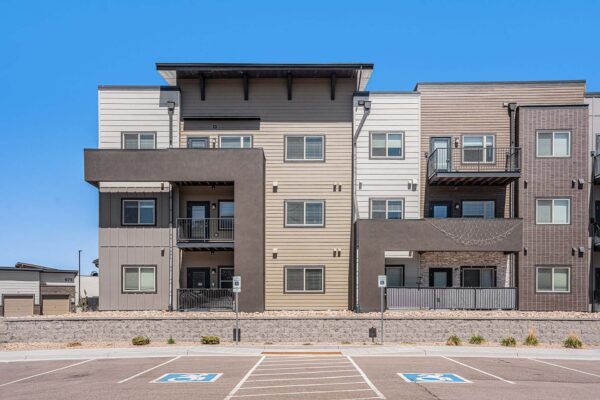 The Marc at Monument Ridge apartments with large balconies.