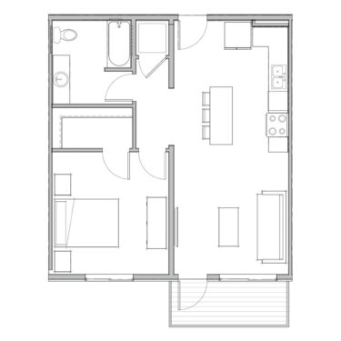 Rendering of the A3 floor plan with 1 bedroom[s] and 1 bathroom[s] at Marq at Monument Ridge