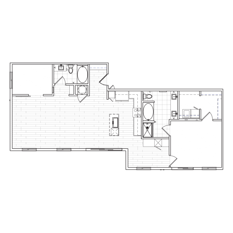Rendering of the C6 floor plan with 2 bedroom[s] and 2 bathroom[s] at The Locale