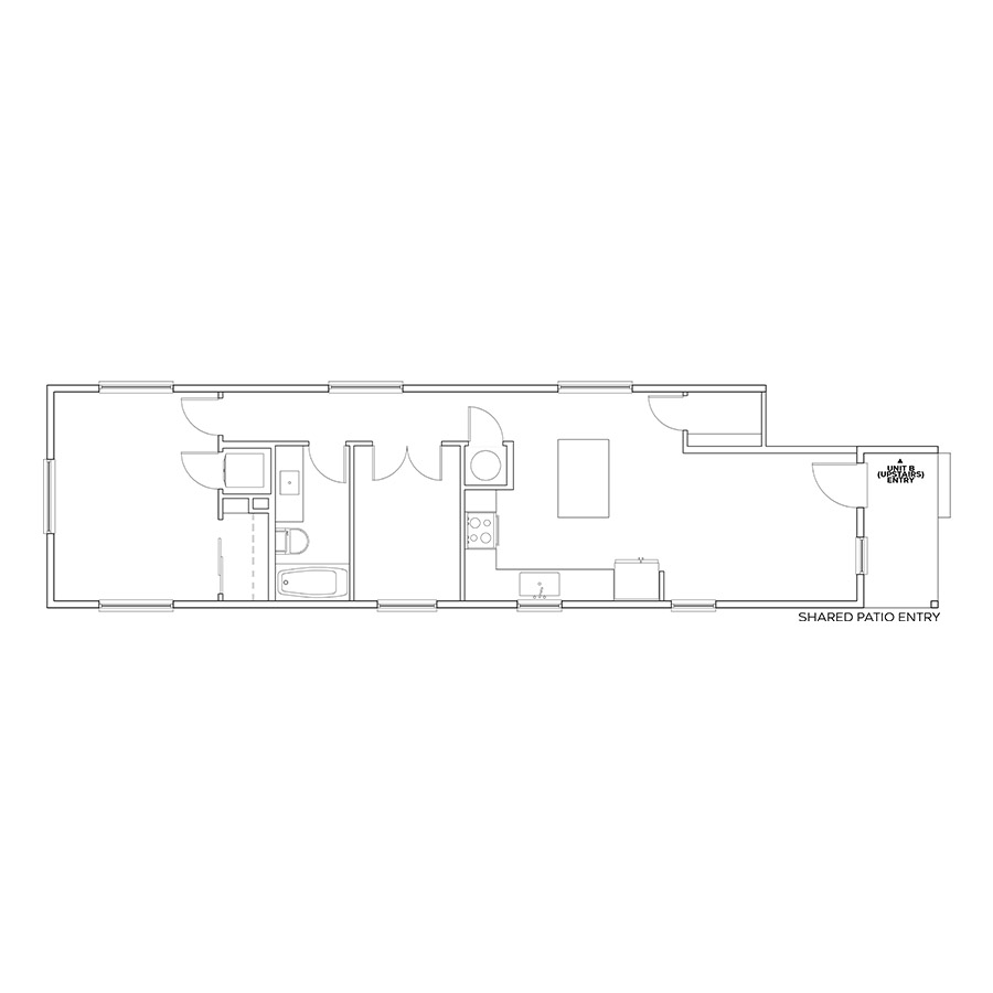 Rendering of the A3 floor plan with 1 bedroom[s] and 1 bathroom[s] at Cottages on the Boulevard