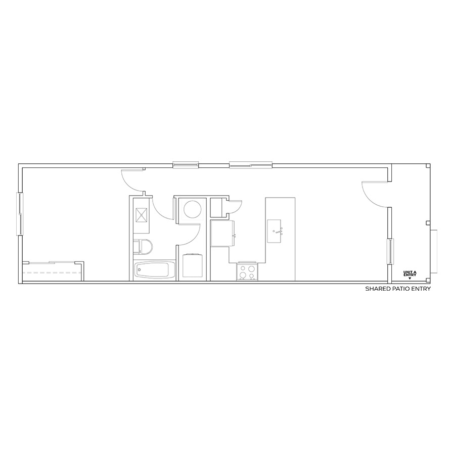 Rendering of the A1 floor plan with 1 bedroom[s] and 1 bathroom[s] at Cottages on the Boulevard