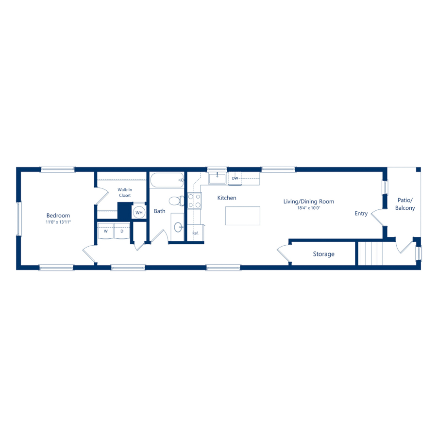 Rendering of the A3 floor plan with 1 bedroom[s] and 1 bathroom[s] at The Cottages at Woodmen Heights