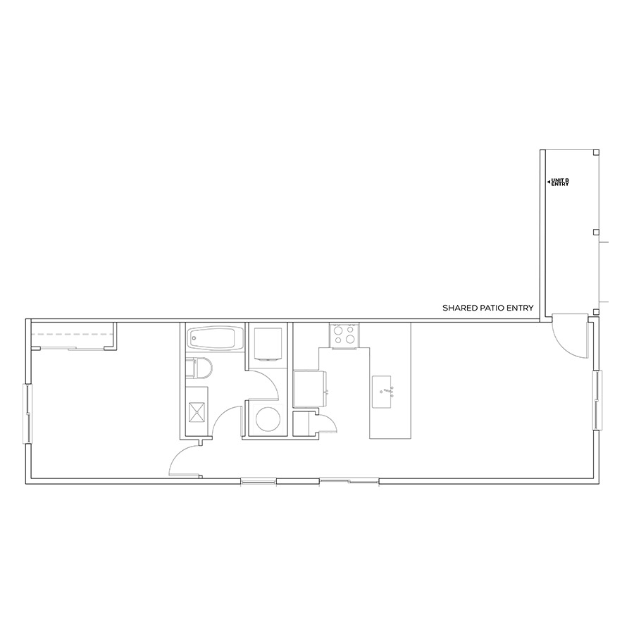 Rendering of the A2 floor plan with 1 bedroom[s] and 1 bathroom[s] at Cottages on the Boulevard