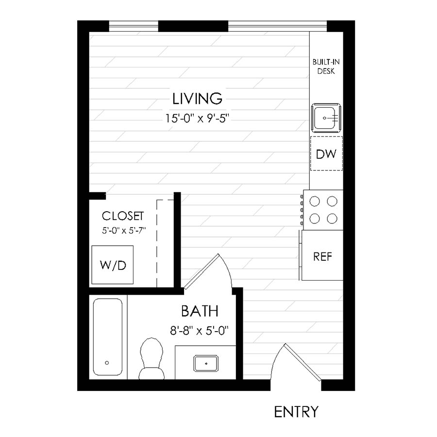 Rendering of the Studio, 1 Bathroom S10 floor plan with a Studio bedroom and 1 bathroom[s] at The Economist