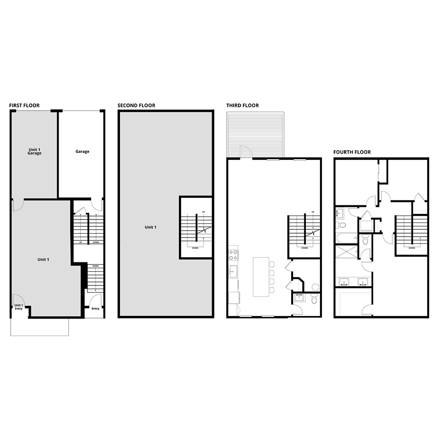 Rendering of the The Meridian floor plan with 3 bedroom[s] and 2.5 bathroom[s] at The Row at Riverbend