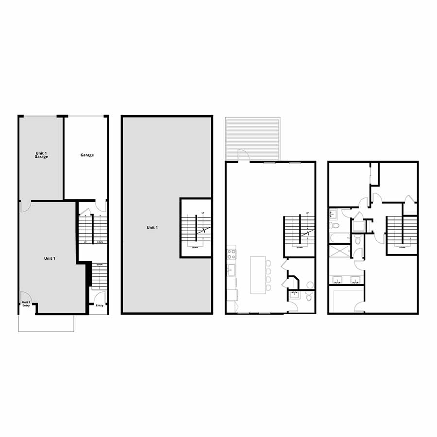 Rendering of the The Meridian floor plan with 3 bedroom[s] and 2.5 bathroom[s] at The Row at Riverbend